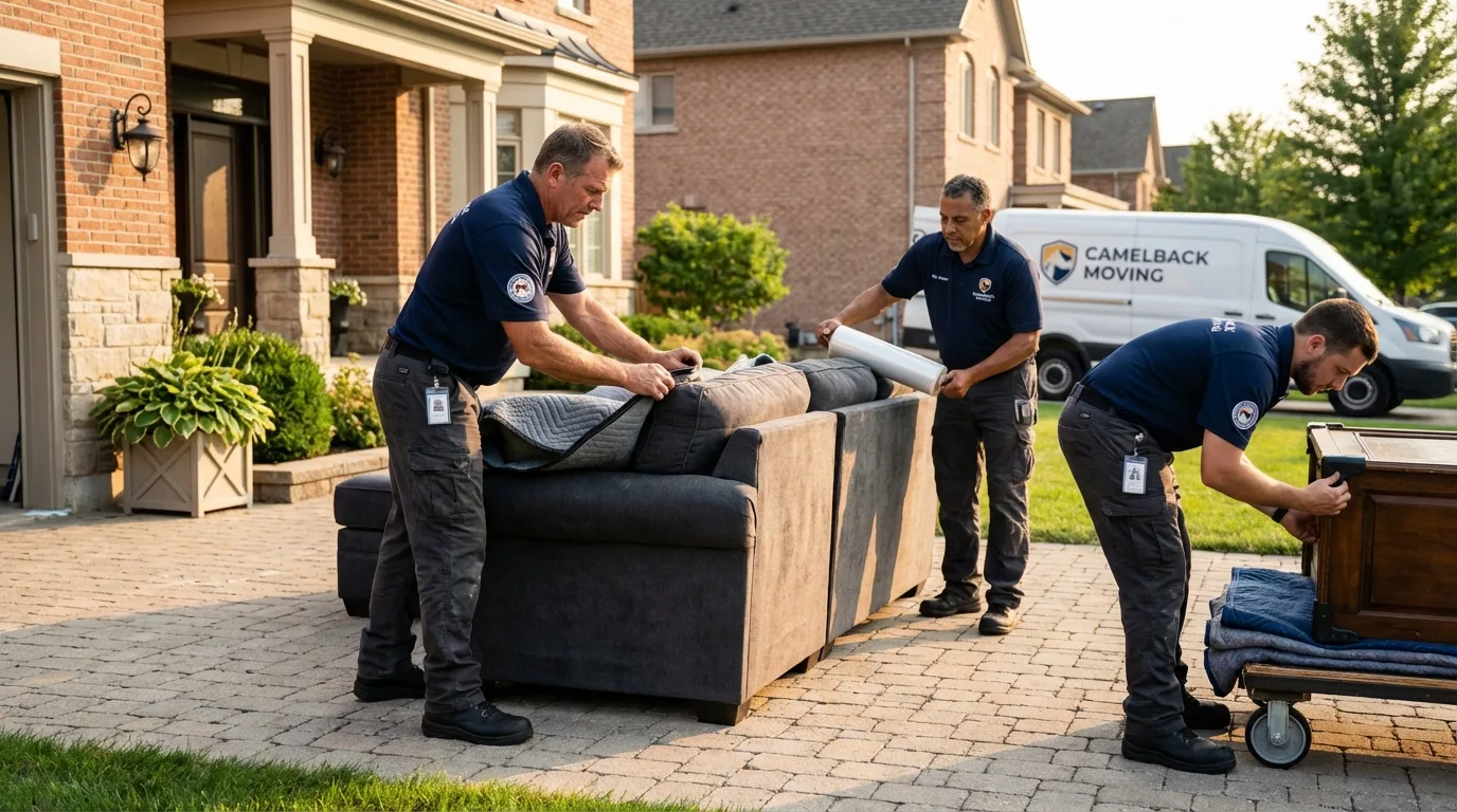 Large estate moving crew wrapping furniture in Wingate, NC